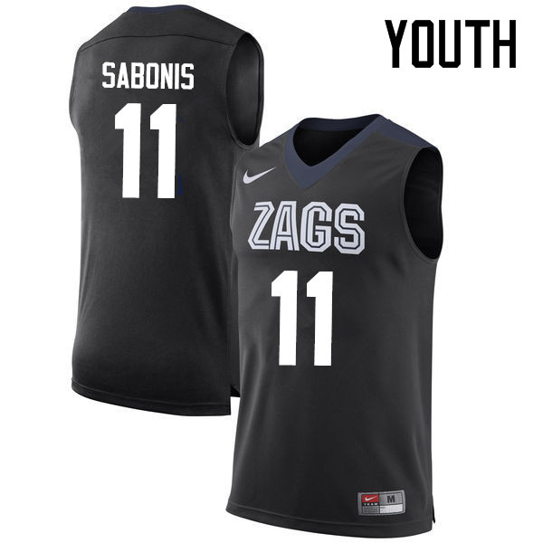 Youth #11 Domantas Sabonis Gonzaga Bulldogs College Basketball Jerseys-Black - Click Image to Close